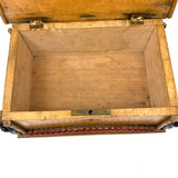 Charmer of a Old Folk Art Box with Carved Cat on Top and Figures at Corners