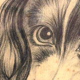 Portrait of a Spaniel "Drawn for Annie Athelia Archer by her Teacher", 19th Century Charcoal in Period Gilded Frame
