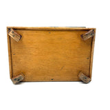 Charmer of a Old Folk Art Box with Carved Cat on Top and Figures at Corners