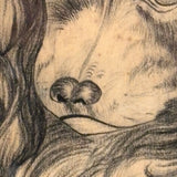 Portrait of a Spaniel "Drawn for Annie Athelia Archer by her Teacher", 19th Century Charcoal in Period Gilded Frame
