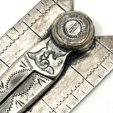 Scarce Hand-Engraved Silver Masonic "Senior Deacons" Folding Square and Compass