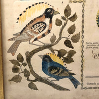 1843 Beautifully Hand-colored Pennsylvania Fraktur Marriage Certificate, Framed