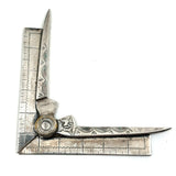 Scarce Hand-Engraved Silver Masonic "Senior Deacons" Folding Square and Compass