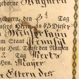 1843 Beautifully Hand-colored Pennsylvania Fraktur Marriage Certificate, Framed