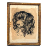 Portrait of a Spaniel "Drawn for Annie Athelia Archer by her Teacher", 19th Century Charcoal in Period Gilded Frame