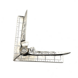 Scarce Hand-Engraved Silver Masonic "Senior Deacons" Folding Square and Compass