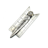Scarce Hand-Engraved Silver Masonic "Senior Deacons" Folding Square and Compass