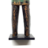 Curious c. Early 20th Century Carved Folk Art Man in Green and Black with Swinging Arms and Custom Base