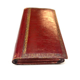 Endlessly Unfolding Red Leather Portfolio of 79 1850s-60s Hand-embroidered Lace Samples