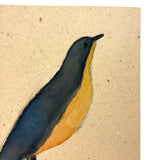 Elsie Zimmerman's Sweet Bird (Blue Flycatcher?) Watercolor, PA, c. 1930s