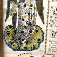 1843 Beautifully Hand-colored Pennsylvania Fraktur Marriage Certificate, Framed