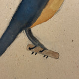 Elsie Zimmerman's Sweet Bird (Blue Flycatcher?) Watercolor, PA, c. 1930s