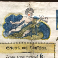 1843 Beautifully Hand-colored Pennsylvania Fraktur Marriage Certificate, Framed