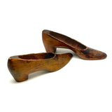 Perfect Old Pair of Carved Wooden Pumps