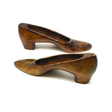 Perfect Old Pair of Carved Wooden Pumps