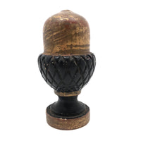 Sweet Little Antique Carved Acorn Finial in Gold and Black