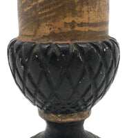 Sweet Little Antique Carved Acorn Finial in Gold and Black