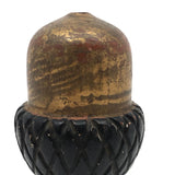 Sweet Little Antique Carved Acorn Finial in Gold and Black