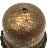 Sweet Little Antique Carved Acorn Finial in Gold and Black