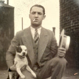 Man in Suit with Bulldog, Great Old Photo Pocket Mirror