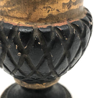 Sweet Little Antique Carved Acorn Finial in Gold and Black