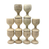 Set of Ten Old Schoenhut Circus Pedestal Stands in Original White Paint
