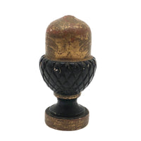 Sweet Little Antique Carved Acorn Finial in Gold and Black