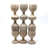 Set of Ten Old Schoenhut Circus Pedestal Stands in Original White Paint