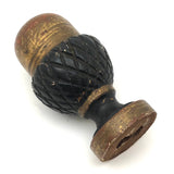 Sweet Little Antique Carved Acorn Finial in Gold and Black