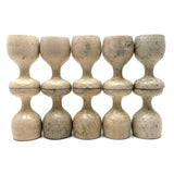 Set of Ten Old Schoenhut Circus Pedestal Stands in Original White Paint