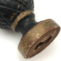 Sweet Little Antique Carved Acorn Finial in Gold and Black