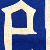 c. 1920's Wellesley White on Blue Wool Felt Banner with Applied, Gothic Style Lettering