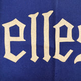 c. 1920's Wellesley White on Blue Wool Felt Banner with Applied, Gothic Style Lettering