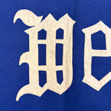 c. 1920's Wellesley White on Blue Wool Felt Banner with Applied, Gothic Style Lettering