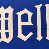 c. 1920's Wellesley White on Blue Wool Felt Banner with Applied, Gothic Style Lettering