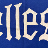 c. 1920's Wellesley White on Blue Wool Felt Banner with Applied, Gothic Style Lettering