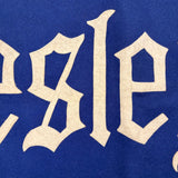 c. 1920's Wellesley White on Blue Wool Felt Banner with Applied, Gothic Style Lettering