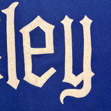 c. 1920's Wellesley White on Blue Wool Felt Banner with Applied, Gothic Style Lettering