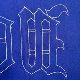 c. 1920's Wellesley White on Blue Wool Felt Banner with Applied, Gothic Style Lettering