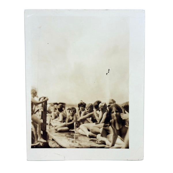 Young Swimmers on the Dock, Henderson Harbor, NY, Striking Old Snapshot Photo