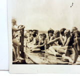 Young Swimmers on the Dock, Henderson Harbor, NY, Striking Old Snapshot Photo
