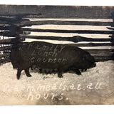 Warm.meals.at.all.hours: Wonderful Early 1900s Family Lunch Counter Advertising RPPC With Sow