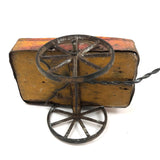 Old Handmade Tin and Wood Wagon Pull Toy with Great Color