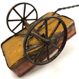 Old Handmade Tin and Wood Wagon Pull Toy with Great Color
