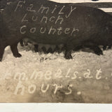 Warm.meals.at.all.hours: Wonderful Early 1900s Family Lunch Counter Advertising RPPC With Sow