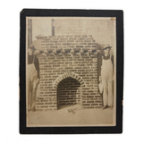 Pair of Young Brick Layers Flanking Their Work, Terrific Antique Occupational (Apprentice?) Mounted Photo
