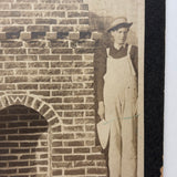 Pair of Young Brick Layers Flanking Their Work, Terrific Antique Occupational (Apprentice?) Mounted Photo