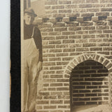 Pair of Young Brick Layers Flanking Their Work, Terrific Antique Occupational (Apprentice?) Mounted Photo