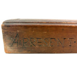 A Present from L. Hine, Age 82, to Mrs. Charity Kelsey, in 1863, Very Tender Carved Pine Slide Lid Box