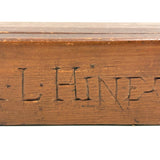 A Present from L. Hine, Age 82, to Mrs. Charity Kelsey, in 1863, Very Tender Carved Pine Slide Lid Box